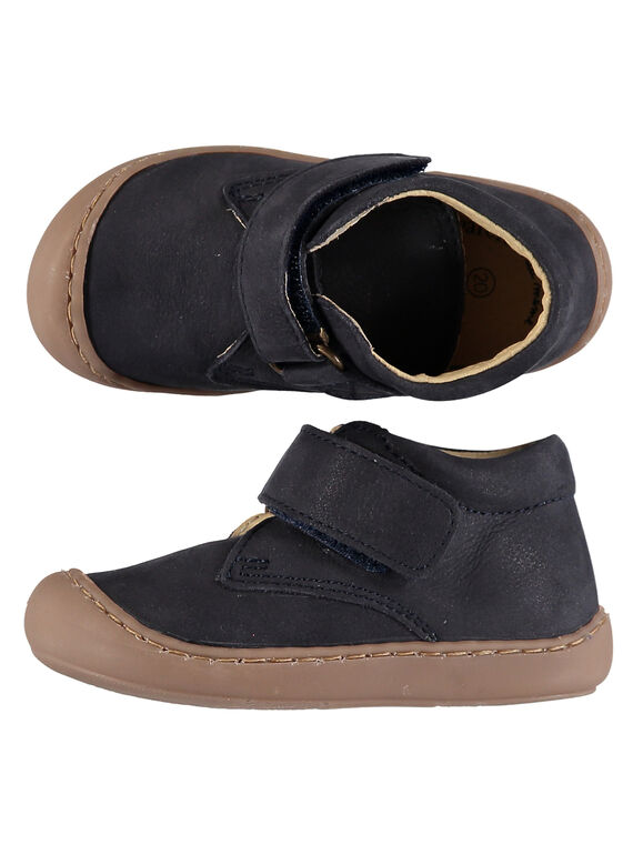 Bottillon flexible cuir nubuck marine bébé garçon  GBGBOTIFLEM / 19WK38I2D0F070