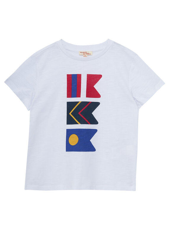 Tee-shirt blanc imprimé drapeaux garçon JOWETI2 / 20S90292TMC000