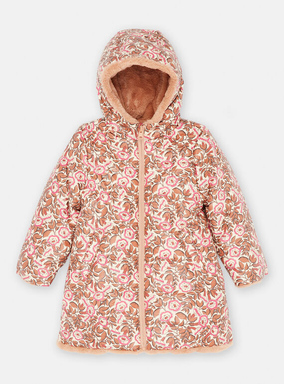 Parka à capuche réversible rose et noisette SABIPARKA / 23W901D1PAR821