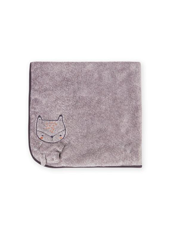Couverture gris chiné motif renard naissance mixte MOU1COUV / 21WF4241D4PJ922