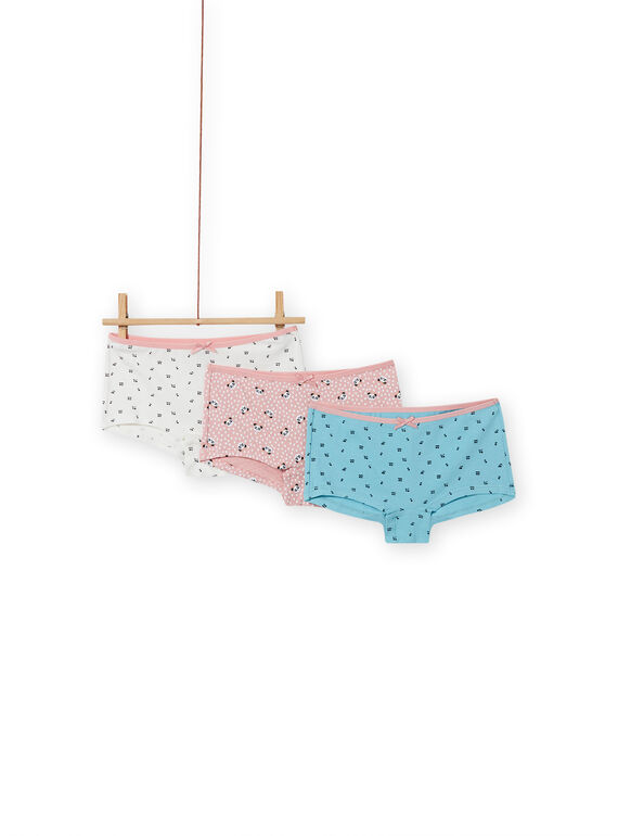 Lot de 3 shortys assortis à imprimé fleuri enfant fille MEFAHOTDA / 21WH11C1SHY303
