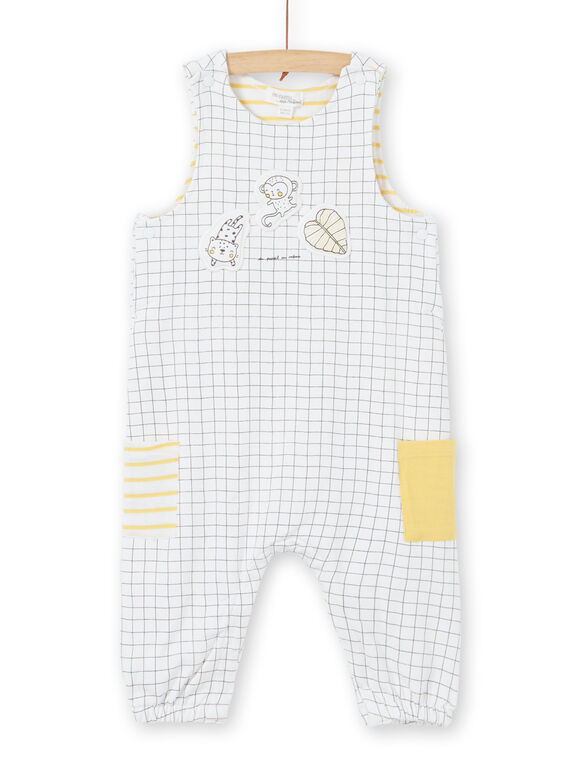 Salopette blanche rembourrée à carreaux motifs fantaisie LOU1SAL1 / 21SF04H1SAL000