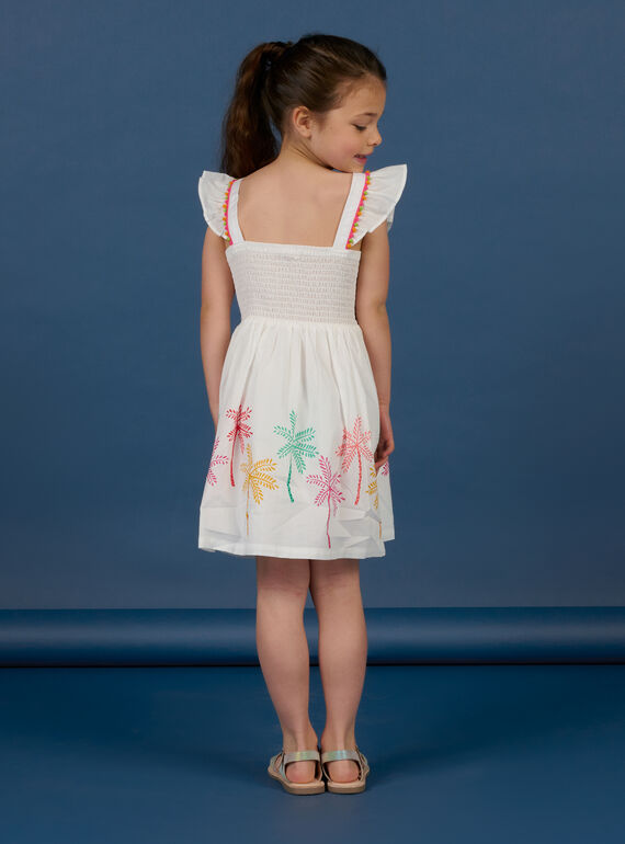 Robe écrue à motifs palmiers enfant fille NAWAROB3 / 22S901V1ROB001