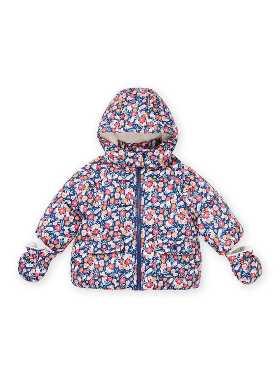 Doudoune imprimée à capuche et moufles PIFLODOU / 22WG09F1D3EC220