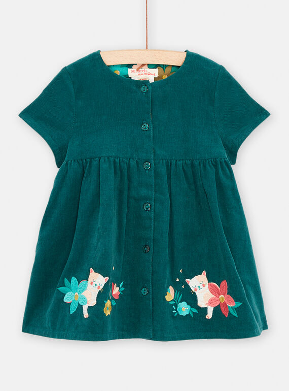 Robe bleu pétrole réversible pour bébé fille SIDUROB3 / 23WG09P1ROB716