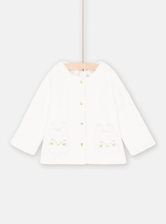 Cardigan écru en soft boa réversible bébé fille SIJOCAR1 / 23WG09M3CAR001