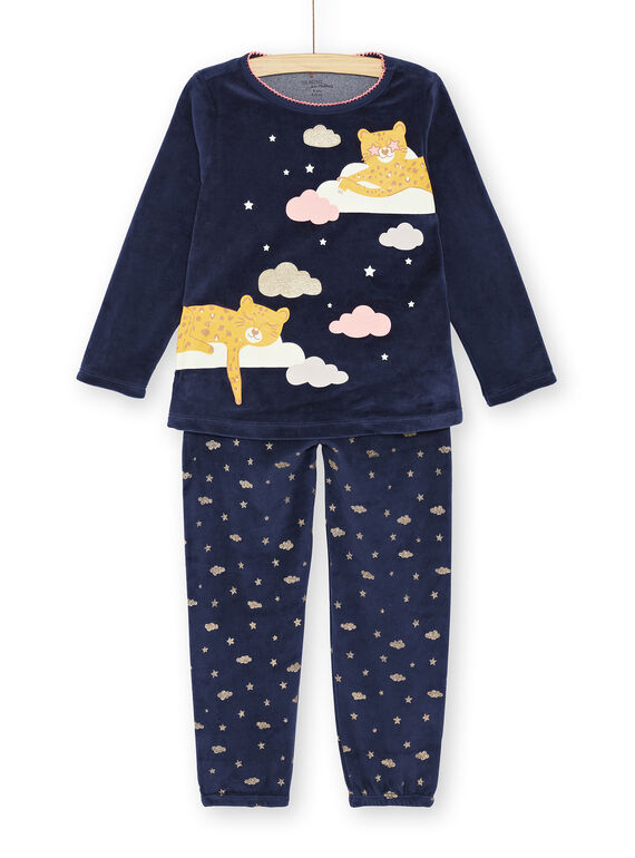 Pyjama PHOSPHORESCENT enfant fille motif panthères  KEFAPYJNUI / 20WH11C1PYJ070