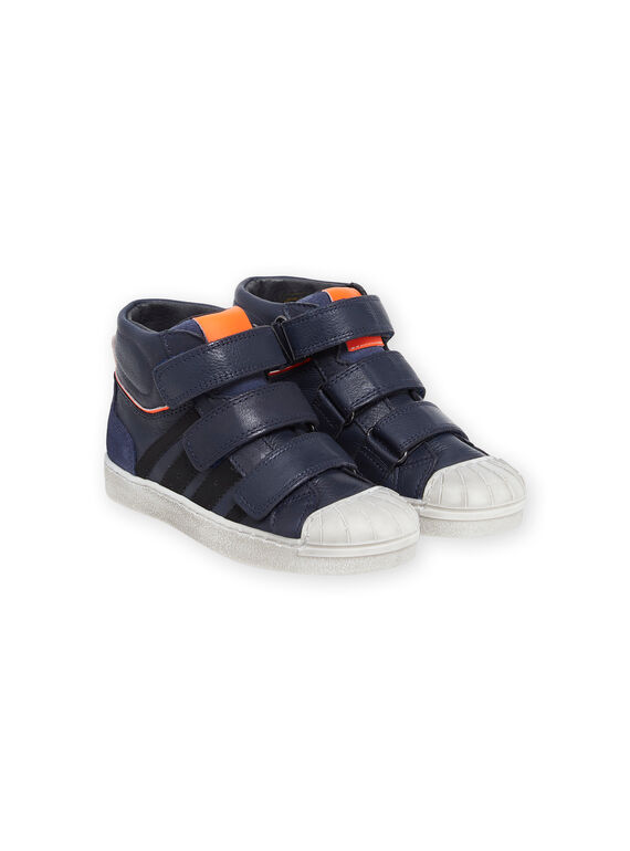 Baskets montantes en cuir bleu marine POBASMAR / 22XK3672D3P070