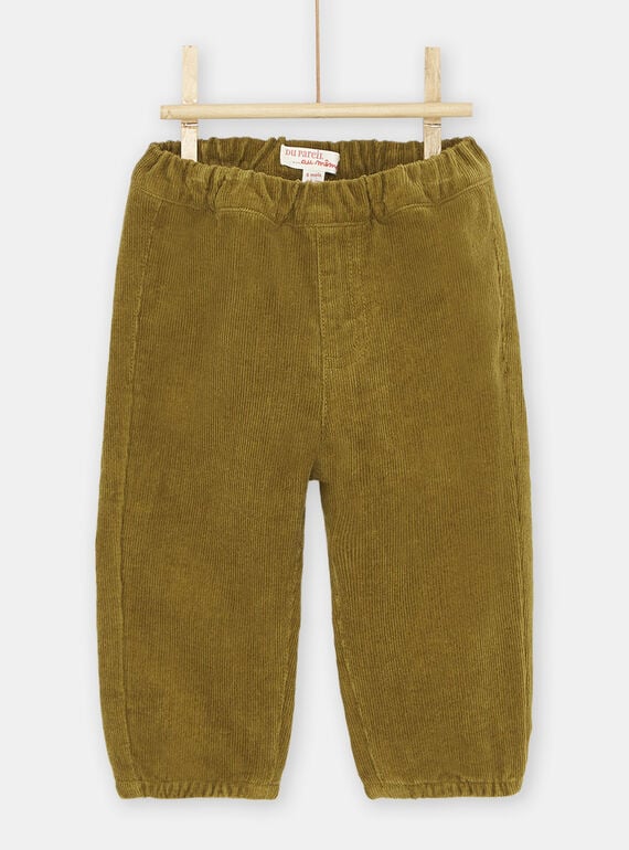 Pantalon en velours vert olive bébé garçon SUJOPAN3 / 23WG10B2PAN633