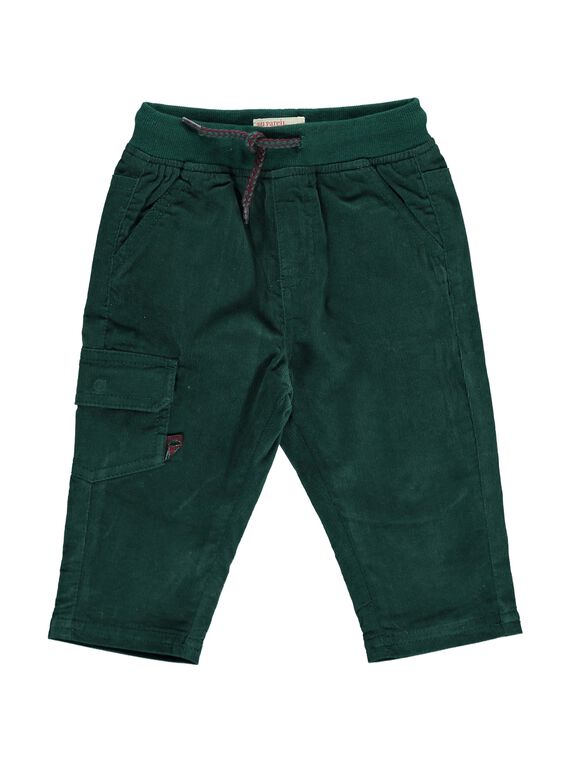 Pantalon en velours vert bébé garçon DUJOPAN7 / 18WG10J1PAN060
