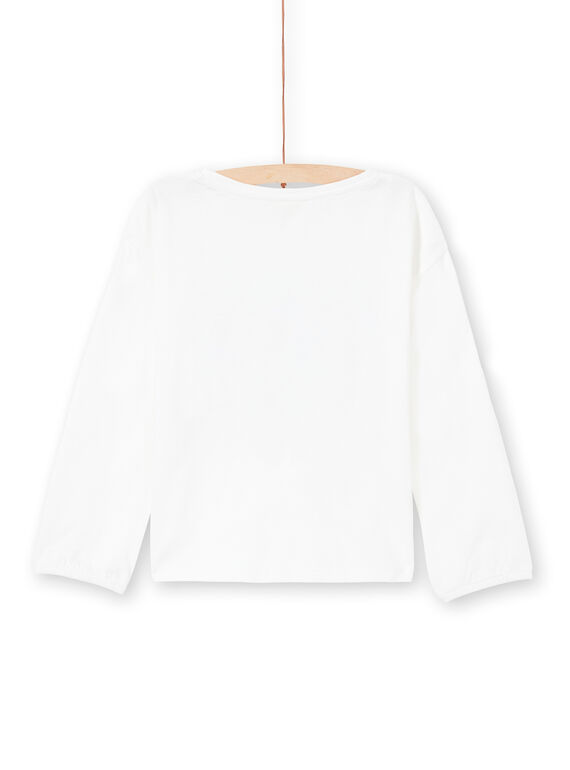T-shirt écru motif fantaisie à sequins réversibles enfant fille MAMIXTEE4 / 21W901J5TML001