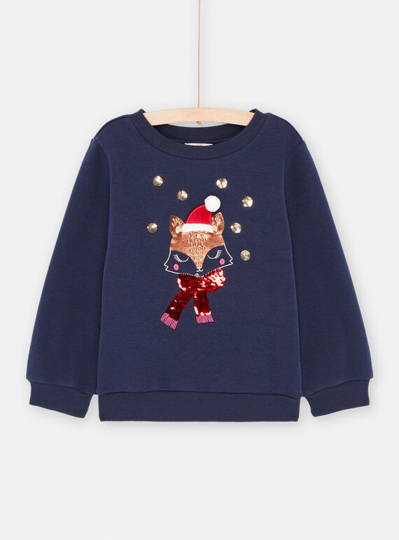 Sweat marine animation renard pour fille SAWAYSWEA / 23W901S1SWE070