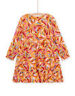 Robe fluide à volants et imprimé feuille multicolore PAMOROB1 / 22W901N1ROBB107