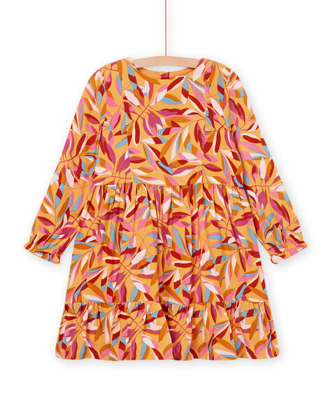 Robe fluide à volants et imprimé feuille multicolore PAMOROB1 / 22W901N1ROBB107