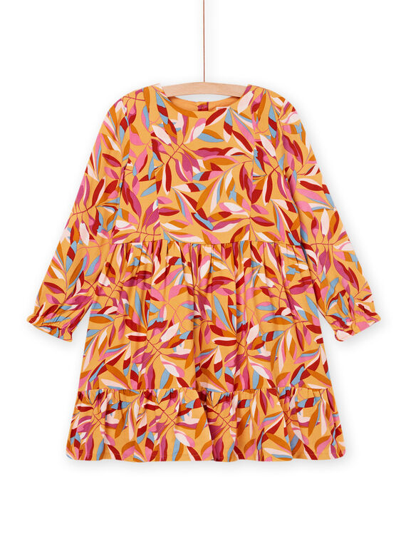 Robe fluide à volants et imprimé feuille multicolore PAMOROB1 / 22W901N1ROBB107