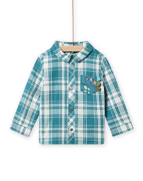 Chemise à carreaux bleu canard et blancs bébé garçon NUGACHEM / 22SG10O1CHM714