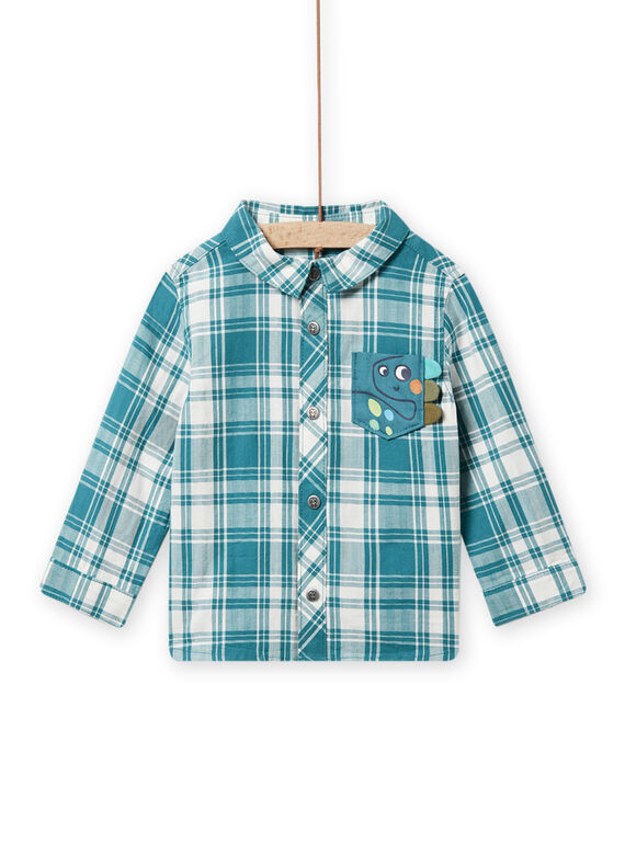 Chemise à carreaux bleu canard et blancs bébé garçon NUGACHEM / 22SG10O1CHM714