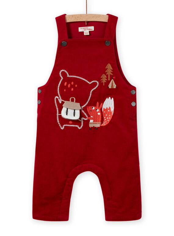 Salopette rouge en velours côtelé motif fantaisie bébé garçon MUFUNSAL1 / 21WG10M2SAL510