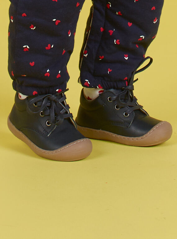 Botillons en cuir bleu marine à lacets bébé garçon MUBOTIFLEXLACE / 21XK3851D0F070