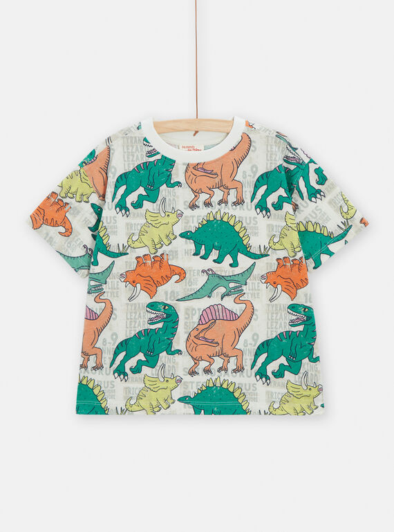 T-shirt écru imprimé dinosaure pour garçon TOCOTI4 / 24S902N3TMC002