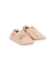 Chaussons cuir souple rose imprimé léopard bébé fille MICHOPRINT / 21XK3724D3S030