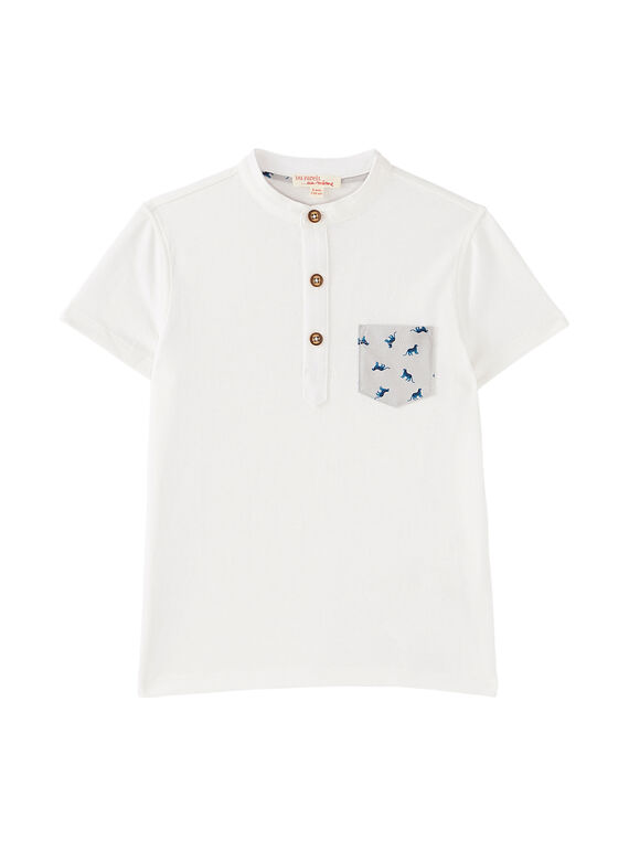 Tee-shirt tunisien uni blanc garçon avec poche imprimée JOJATI1 / 20S902B1TMC001