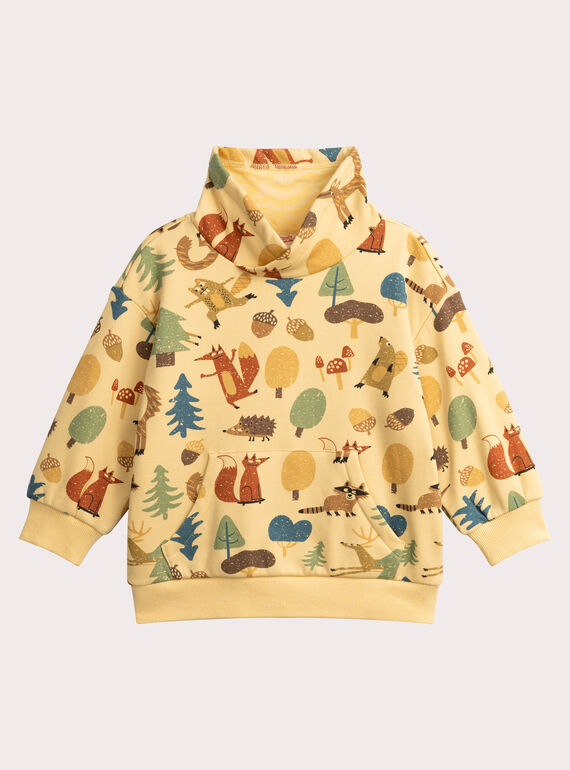 Sweat beige imprimé animaux de la forêt pour garçon VOBASWE / 24W902Q1SWE808