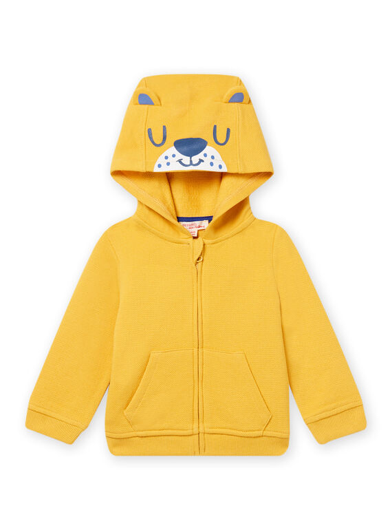 Gilet à capuche jaune animation lion bébé garçon NUJOGIL2 / 22SG1062GIL106
