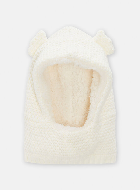 Cagoule hibou écru pour fille SYAJOCAG1 / 23WI01O1CAG001