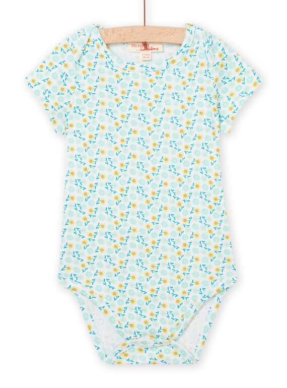 Body écru, bleu et jaune bébé fille NEFIBODMER / 22SH13J6BDL001