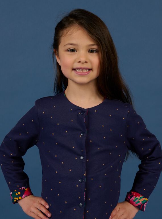 Cardigan réversible bleu enfant fille NAWACAR / 22S901V1CARC211