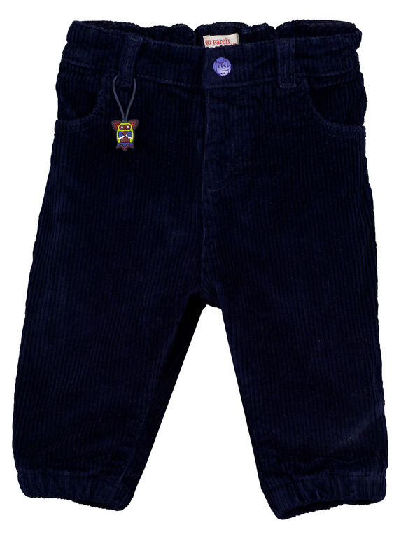 Pantalon velours bleu nocturne bébé garçon GUVIOPAN1 / 19WG10R2PAN713