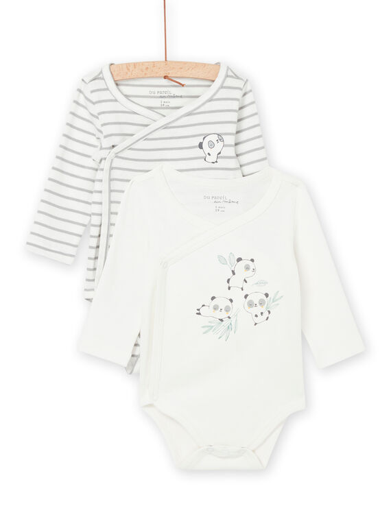 2 bodys à imprimé à rayures et motifs panda POU2BOD2 / 22WF0491BOD001