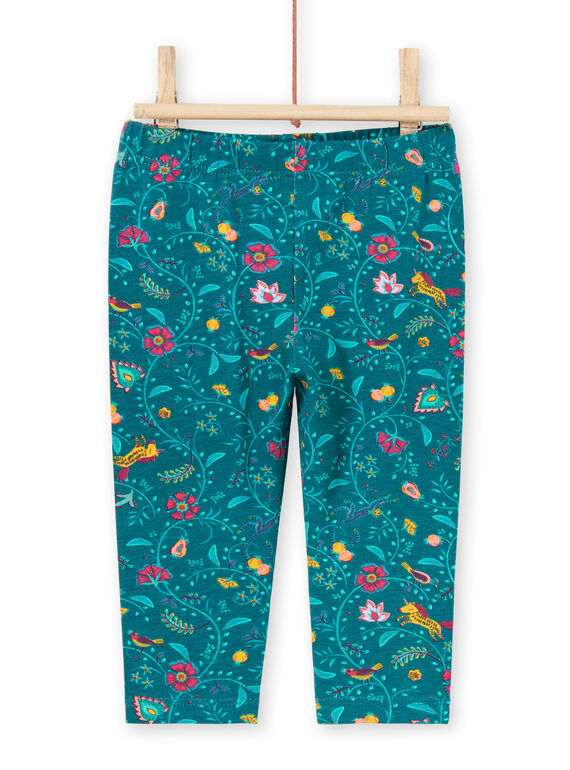 Legging bleu canard à imprimé fleuri bébé fille MYITULEG / 21WI09K1CAL714