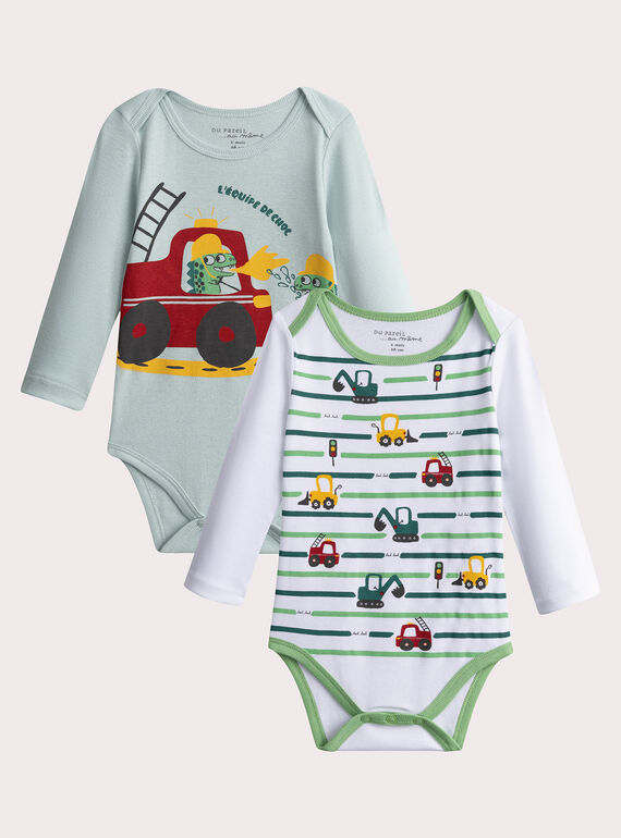 Lot de 2 body manches longues à motif tracteur pour bébé garçon VEGABODFEU / 24WH1483BDL000