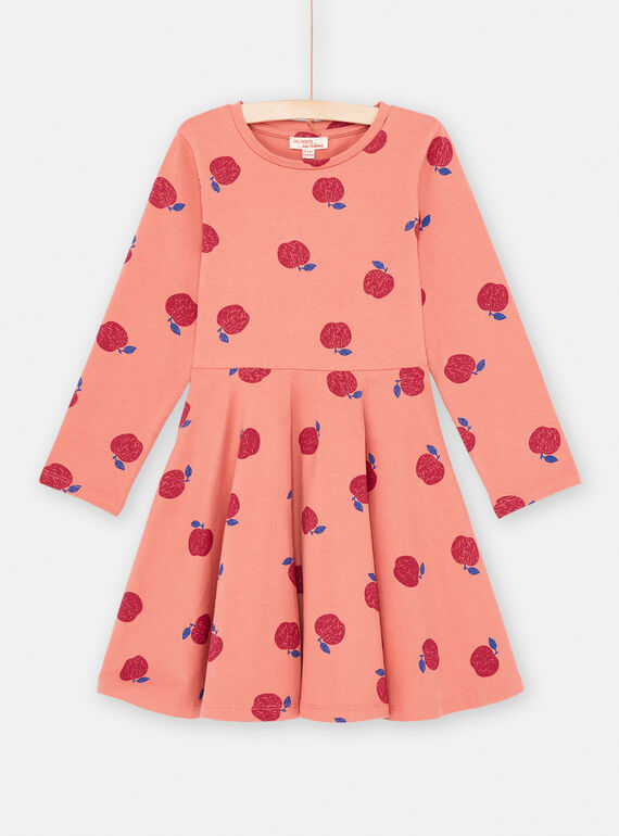 Robe terracotta à imprimé pomme fille SAJOROB4 / 23W901G2ROBE415