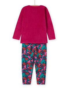 Ensemble pyjama T-shirt et pantalon en velours imprimé tropical enfant fille MEFAPYJMON / 21WH1183PYJD312