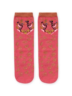 Chaussettes roses et dorées léopard enfant fille MYAKACHO / 21WI01I1SOQD305