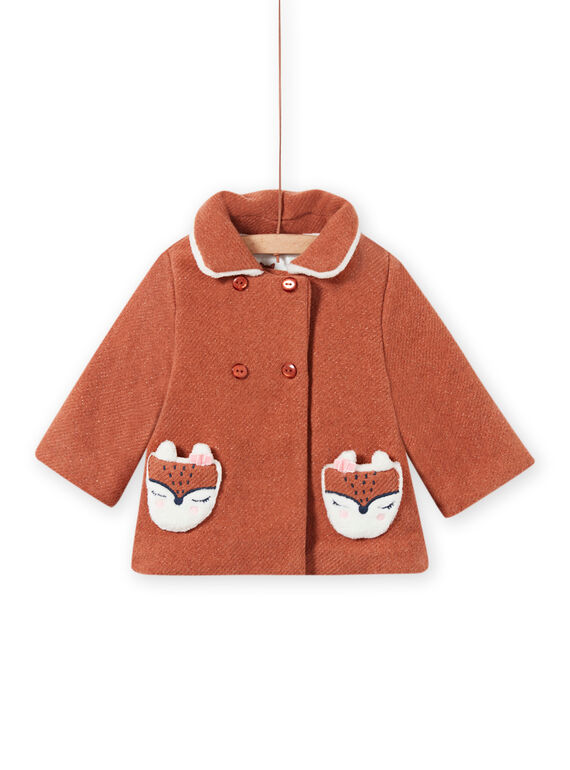 Manteau en laine marron motif renard bébé fille MICHECKMAN / 21WG0961MAN817