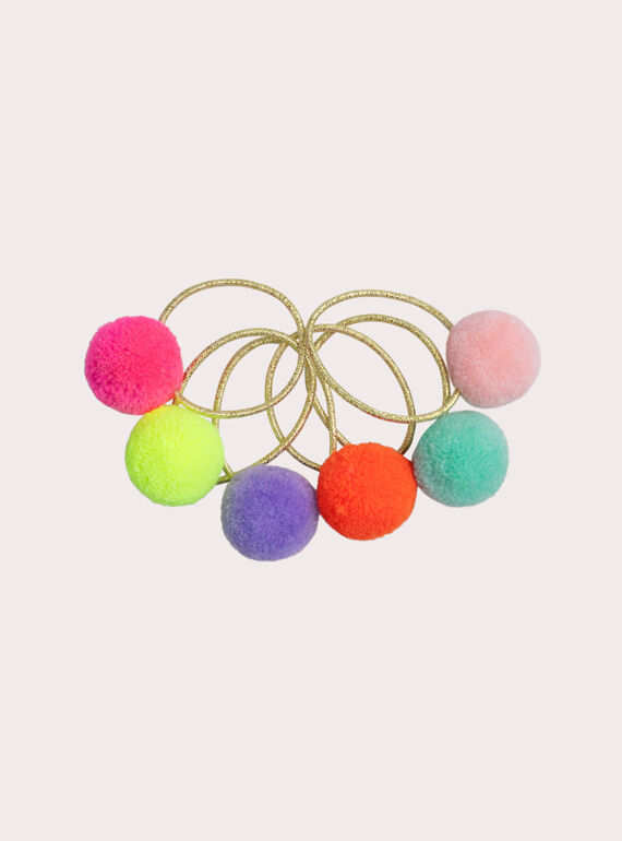 Lot de 6 minis élastiques pompons pour fille XYAJOELA1 / 25WI01I6ELAK008