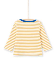 T-shirt manches longues à rayures jaunes et blanches motif mouton bébé garçon MUJOTEE1 / 21WG1022TML117