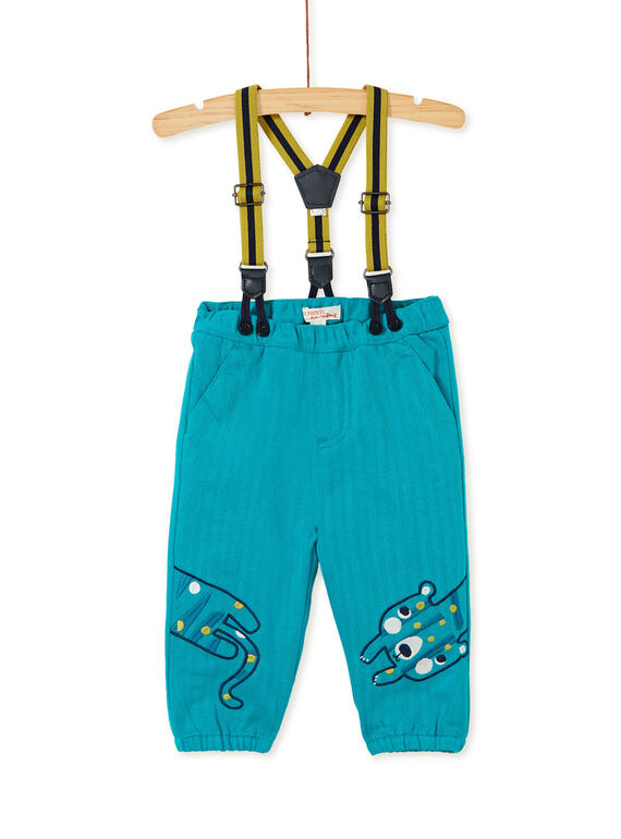 Pantalon bleu avec bretelles bébé garçon KUBRIPAN1 / 20WG10F1PAN202
