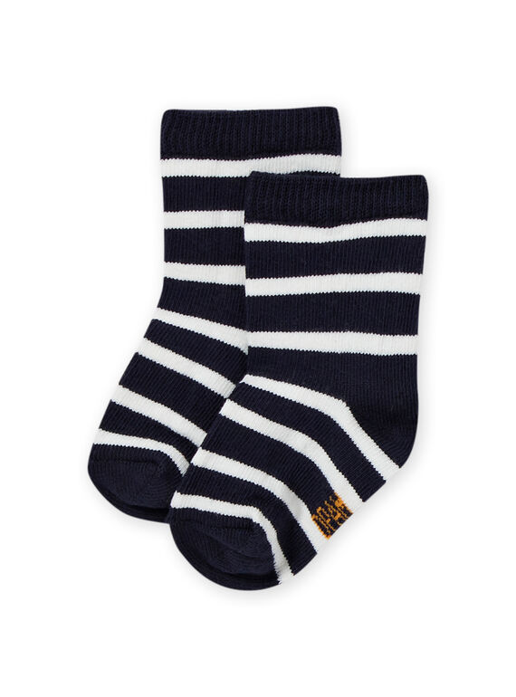 Chaussettes bleu nuit à rayures bébé garçon MYUJOCHOR1 / 21WI1012SOQ713