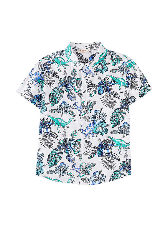 Chemise en popeline garçon blanche imprimé dinosaure  JOQUASHIRT / 20S902R1CHM000