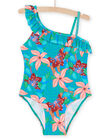 Maillot de bain 1 pièce turquoise à imprimé fleurs RYAMER3 / 23SI01R5MAIC217