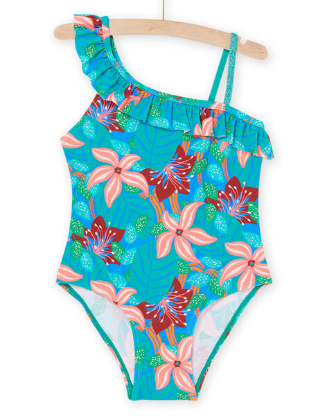 Maillot de bain 1 pièce turquoise à imprimé fleurs RYAMER3 / 23SI01R5MAIC217
