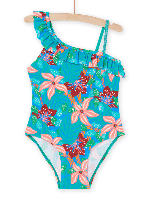 Maillot de bain 1 pièce turquoise à imprimé fleurs RYAMER3 / 23SI01R5MAIC217