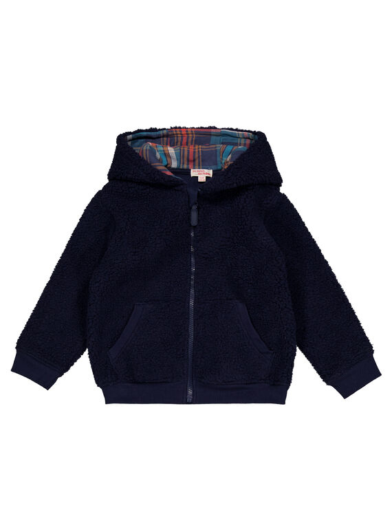 Veste zippé à capuche en Moumoute Marine GOTUGIL / 19W902Q1GIL705