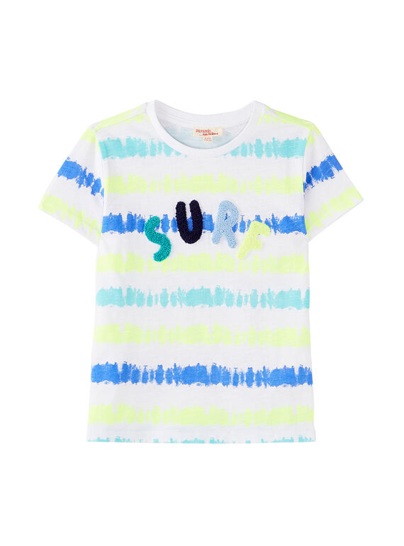Tee shirt garçon blanc rayures usées imprimées  JOQUATI3 / 20S902R1TMC000
