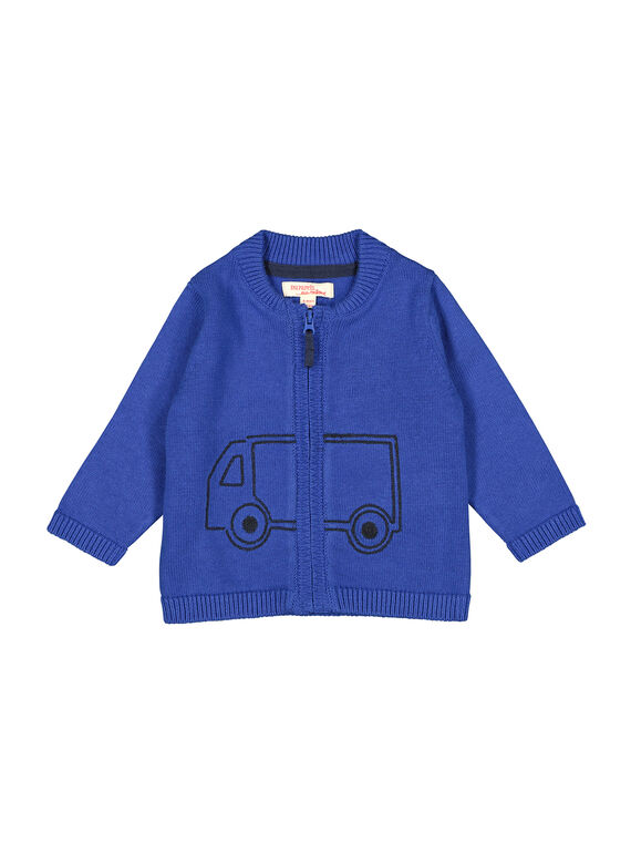 Gilet zippé bleu en maille bébé garçon FUJOGIL3 / 19SG1033GIL703